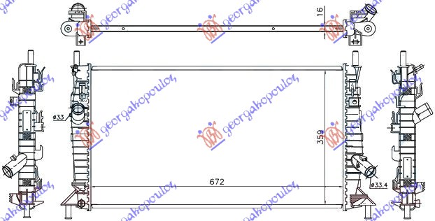 РАДИАТОР 1,6-1,8-2,0TDCi-2,5 ST (67×38)