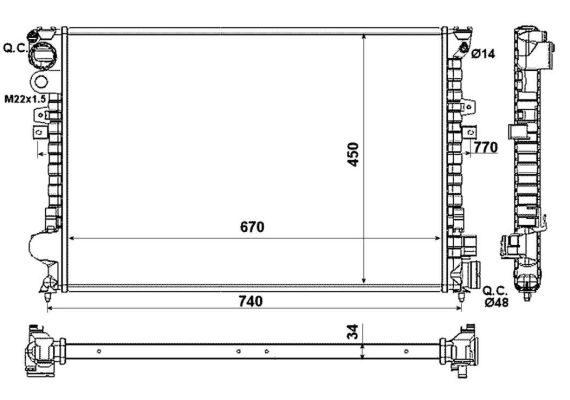 РАДИАТОР 1,9-2,0-2,1 D-TD (67×44,6)