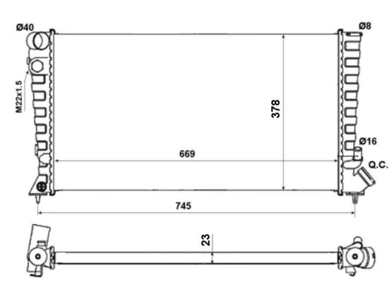 РАДИАТОР 1.8-1.9cc -A/C (67*38)