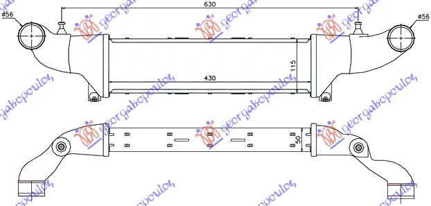 РАДИАТОР ИНТЕРКУЛЕР 2,0i-16V COMPRESSOR.-2,2CDi-2,5TDi (43×11)