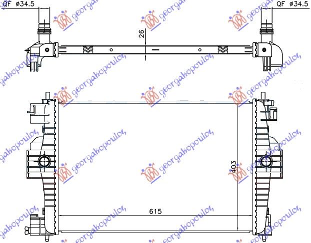 РАДИАТОР 1,6i-16V (61,3×40,5) 10->