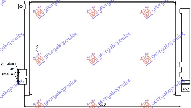 РАДИАТОР КЛИМАТИК 1,4i16V (57x33x1,6)