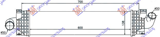 РАДИАТОР ИНТЕРКУЛЕР 1,6-1,8-2,0TDCi-2,5 (60x128x50)