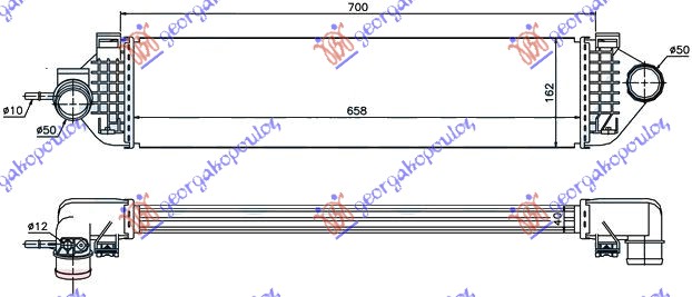 РАДИАТОР ИНТЕРКУЛЕР 1,6-16V TURBO (655*156*40)